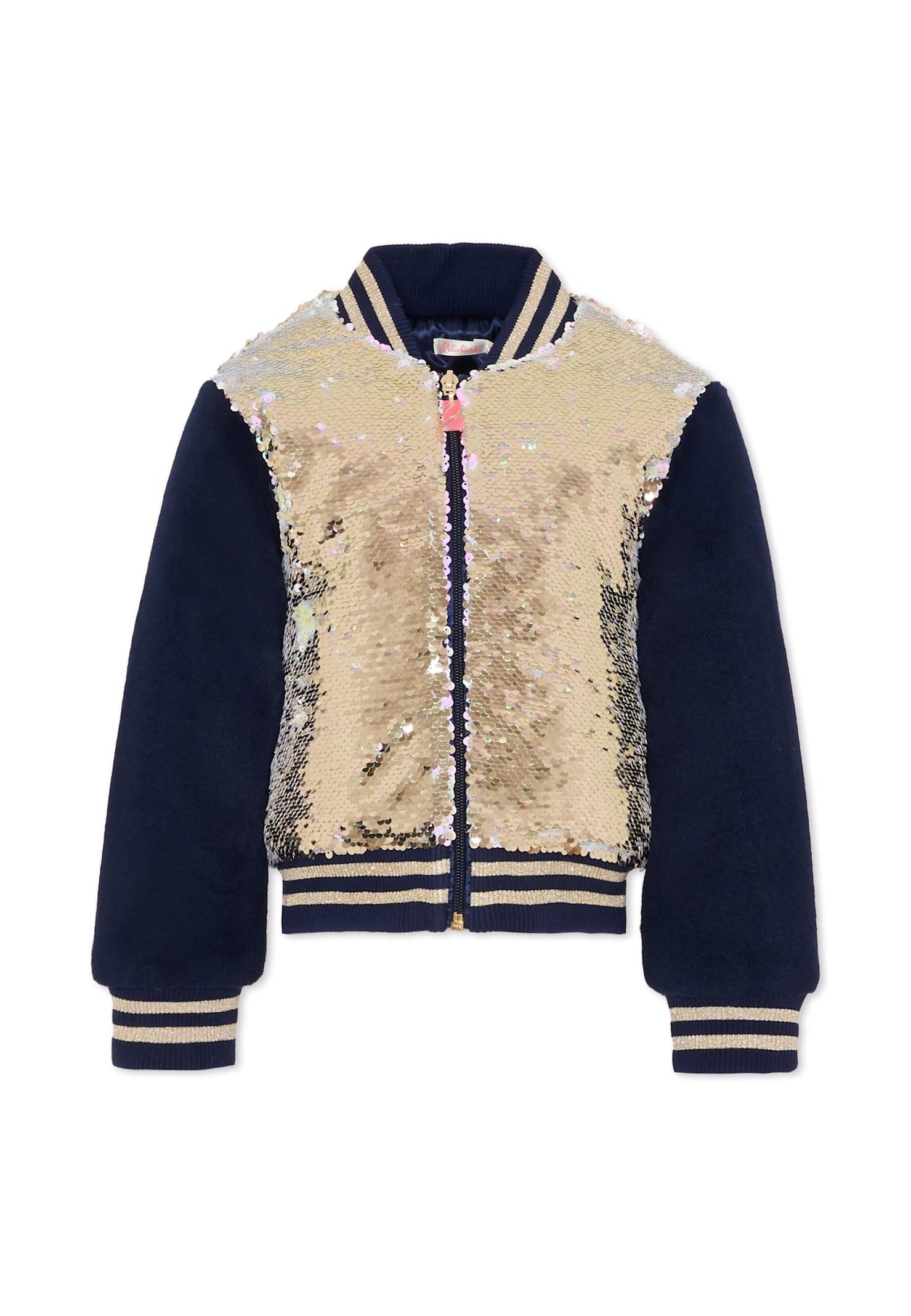 billieblush gold bomber jacket for girl with sequins