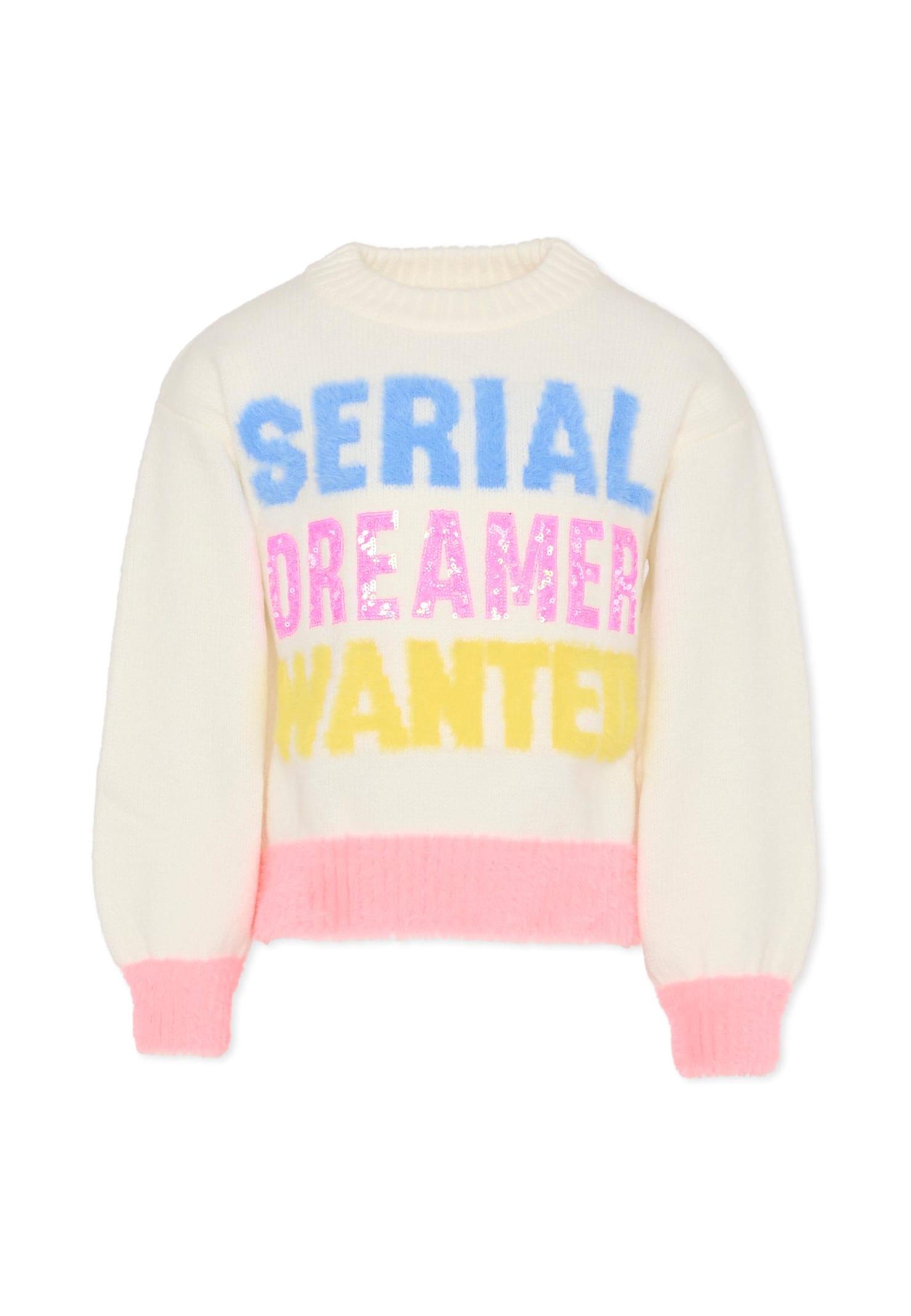billieblush ivory sweater for girl with writing