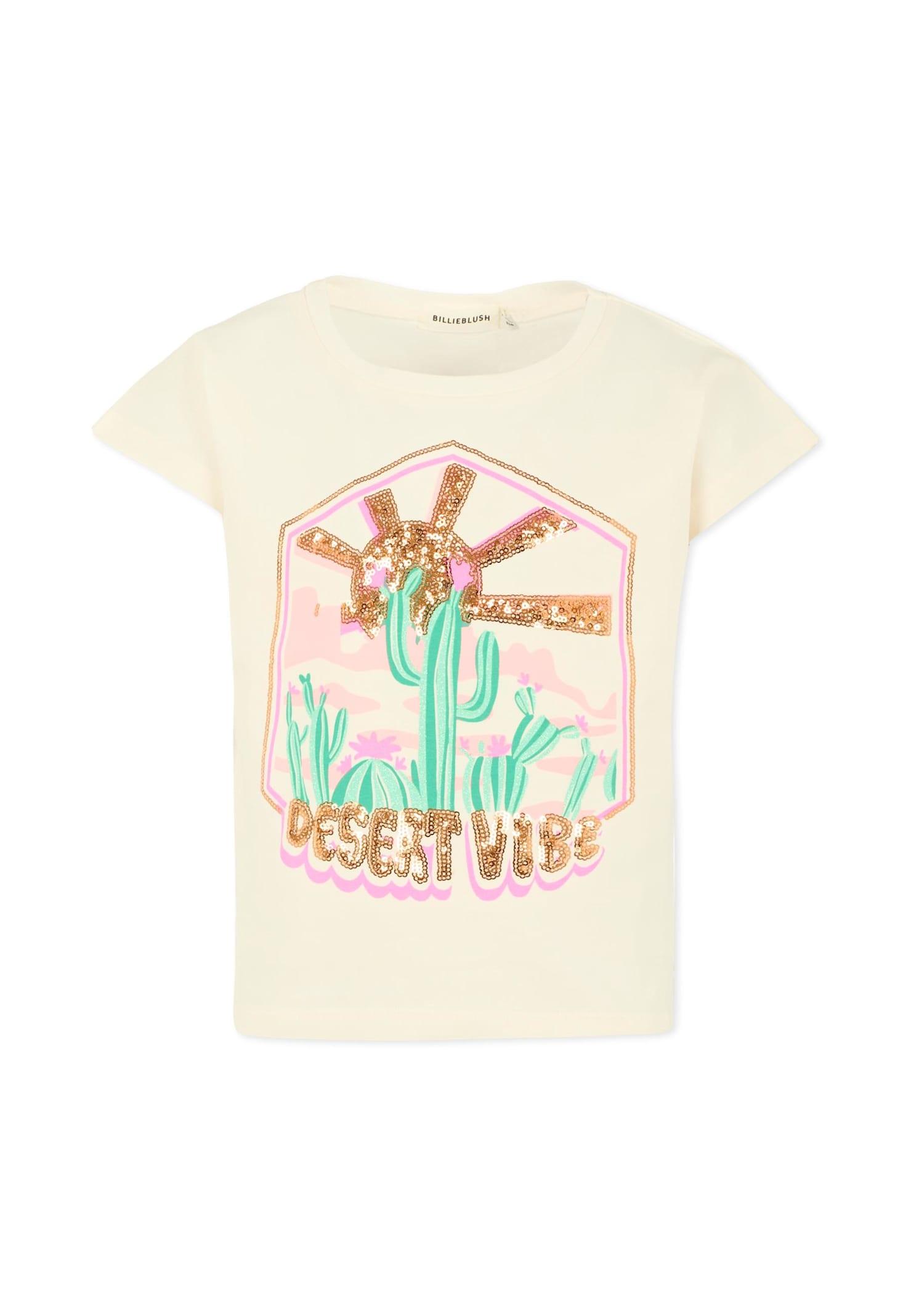 billieblush ivory t-shirt for girl with cactus