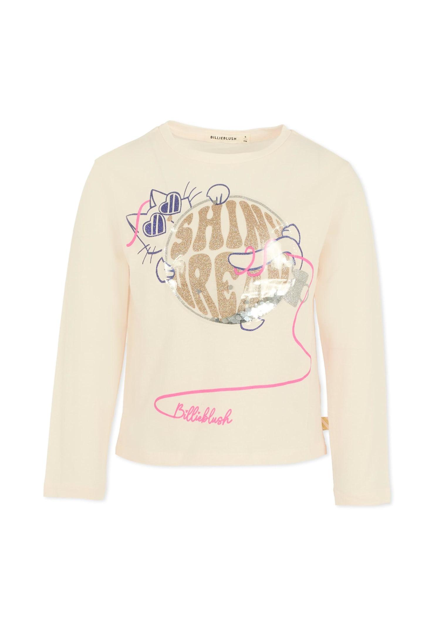 billieblush ivory t-shirt for girl with cat