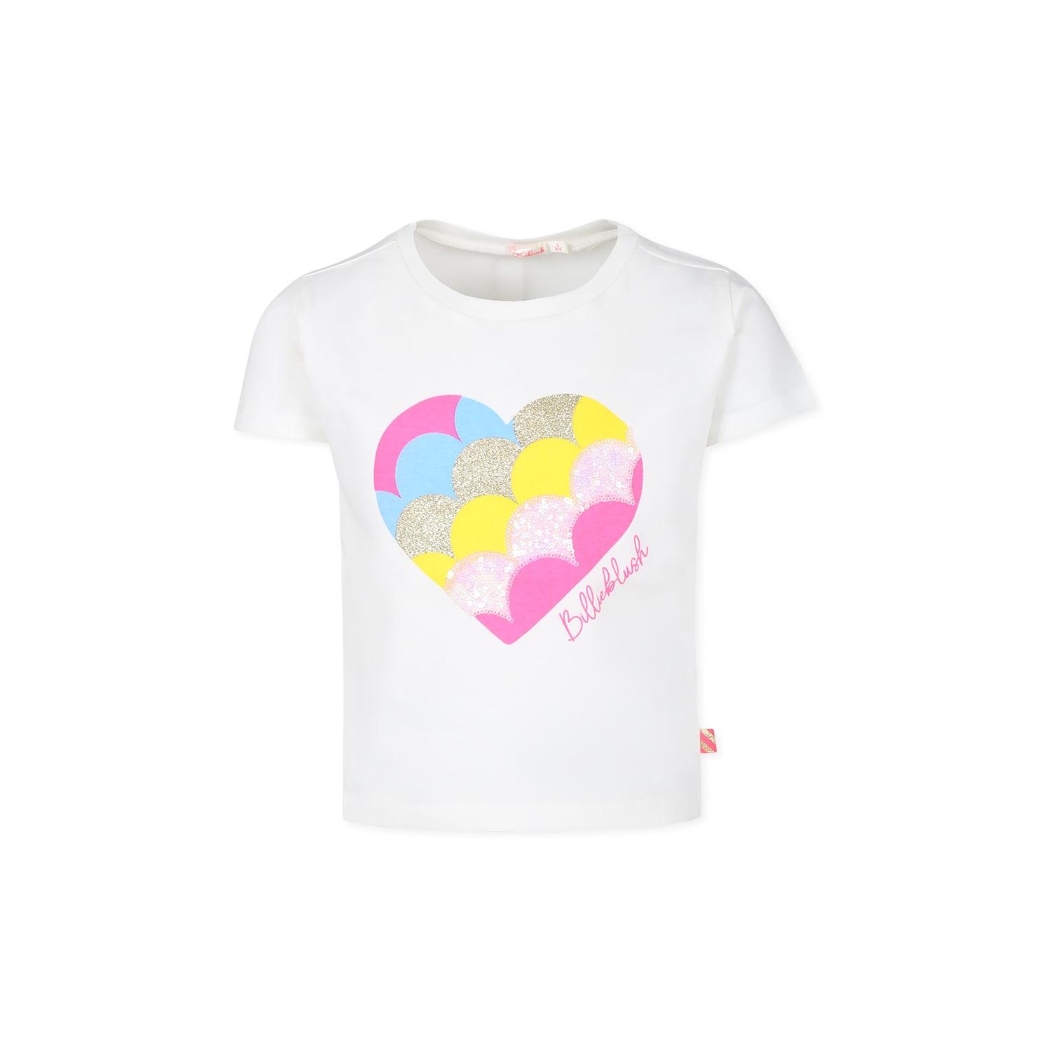 billieblush ivory t-shirt for girl with hearts
