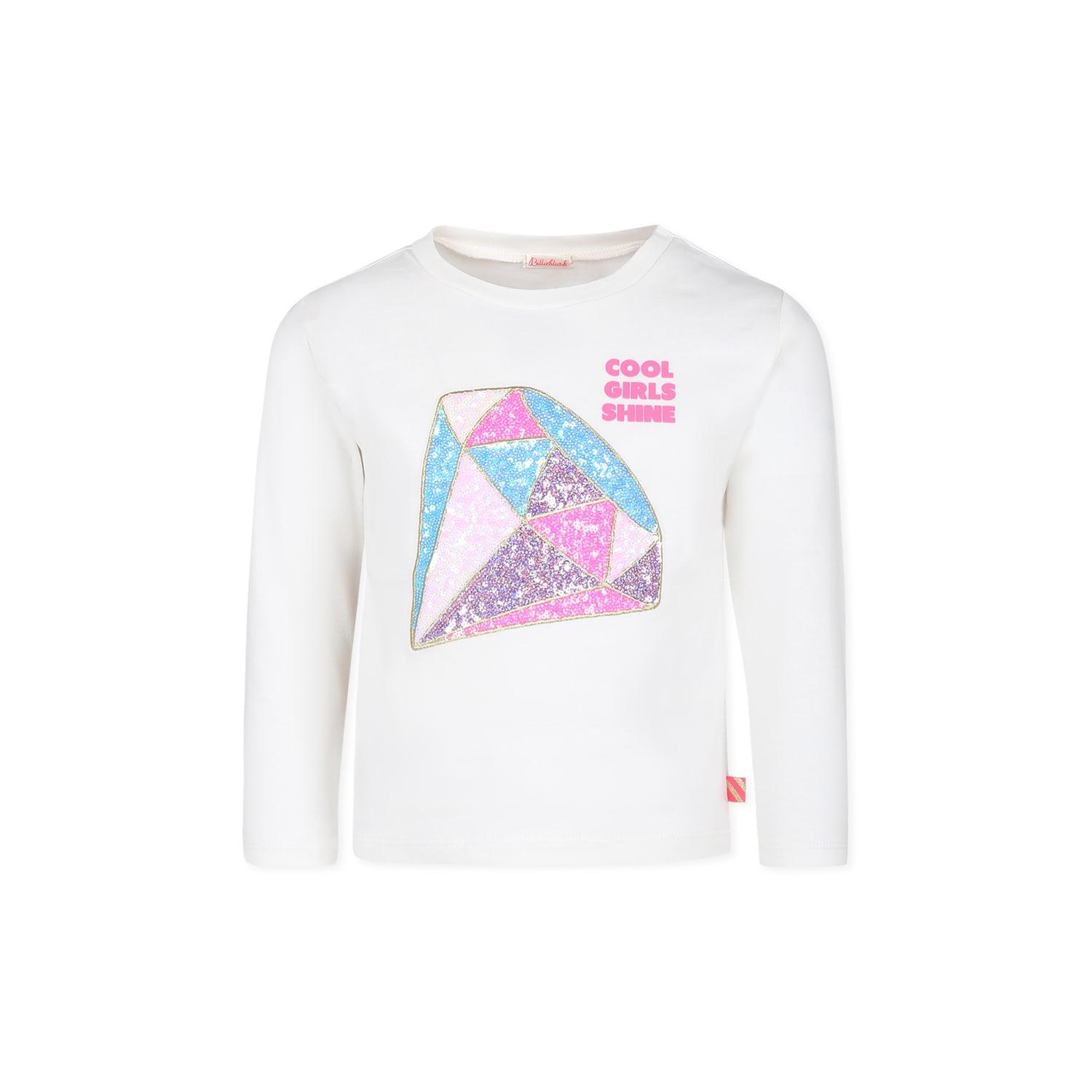 billieblush ivory t-shirt for girl with sequins