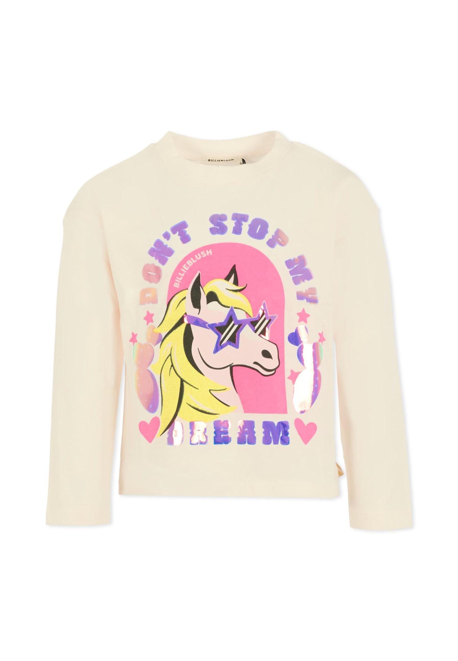 billieblush ivory t-shirt for girl with unicorn
