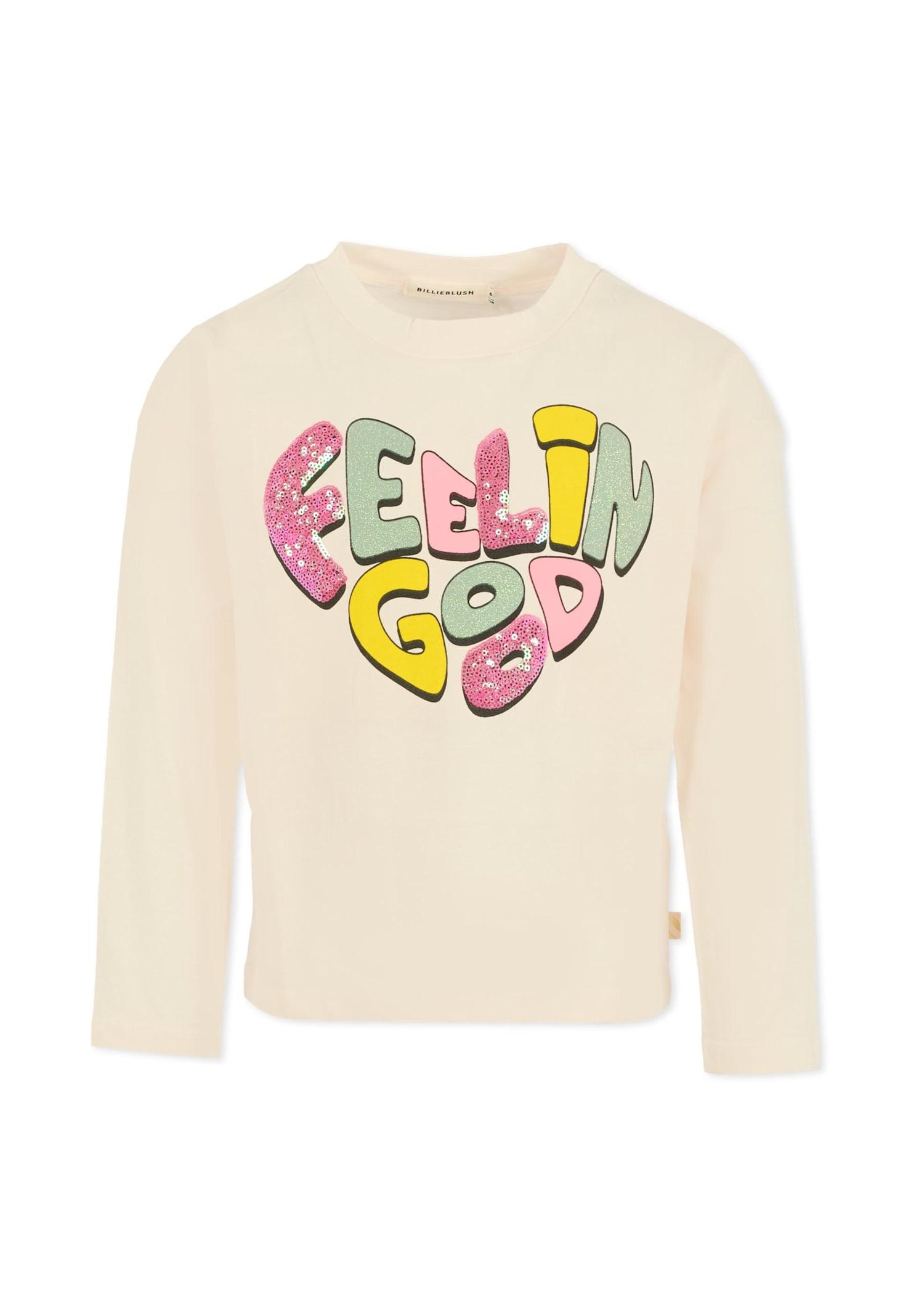 billieblush ivory t-shirt for girl with writing