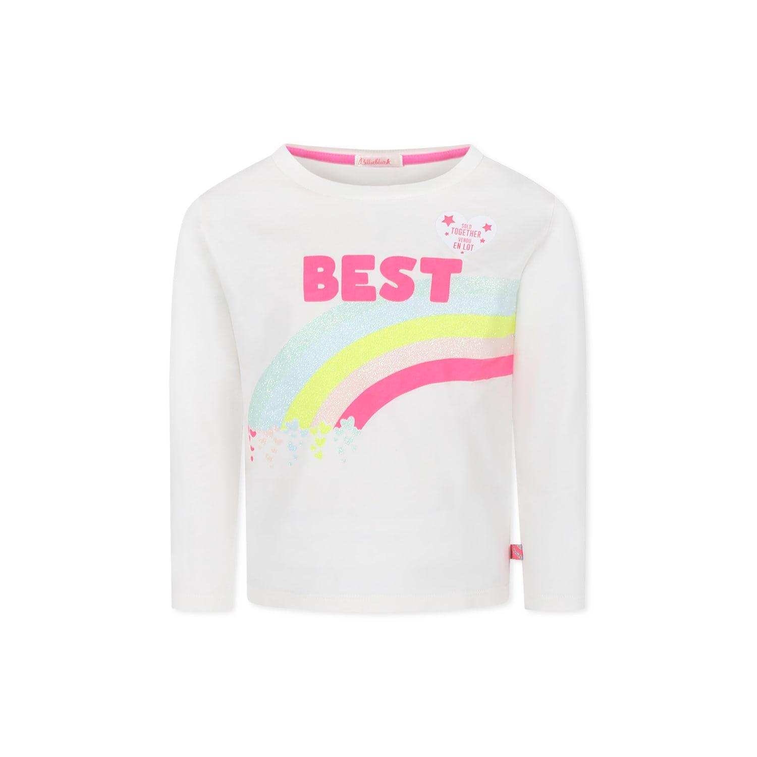 billieblush ivory t-shirt set for girl with raibow