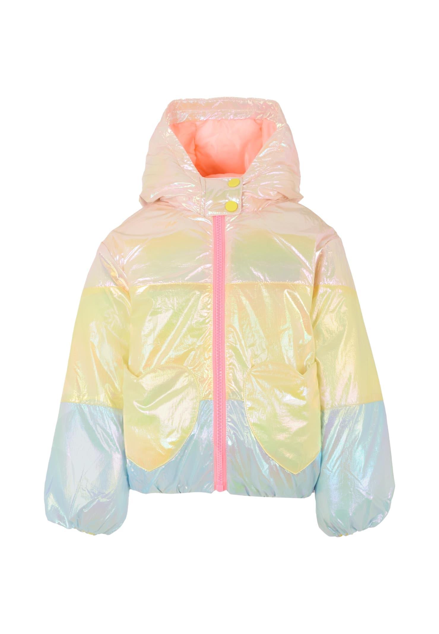 billieblush multicolor down jacket for girl with hearts