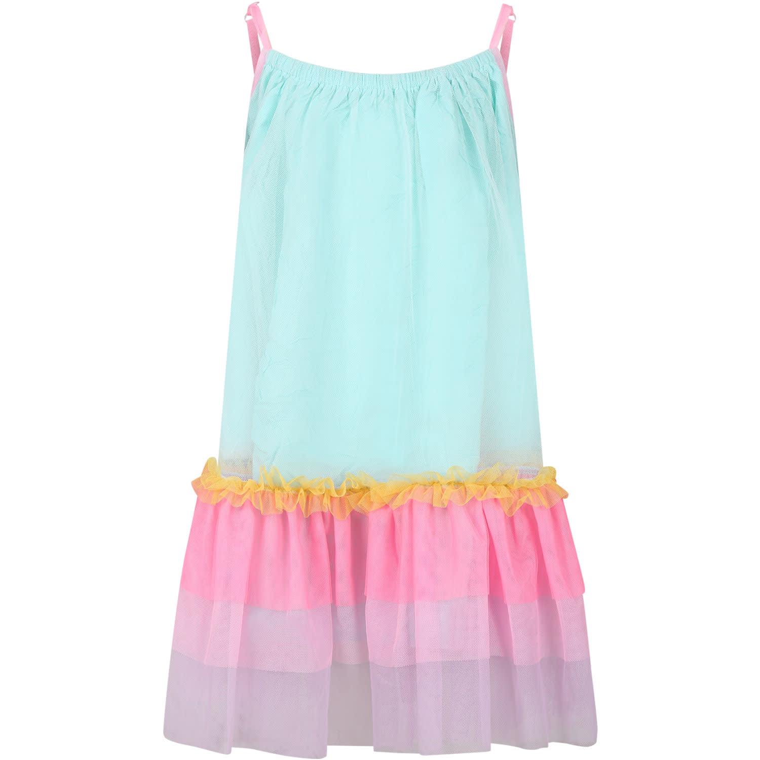 billieblush multicolor dress for girl with ruffles and flounces