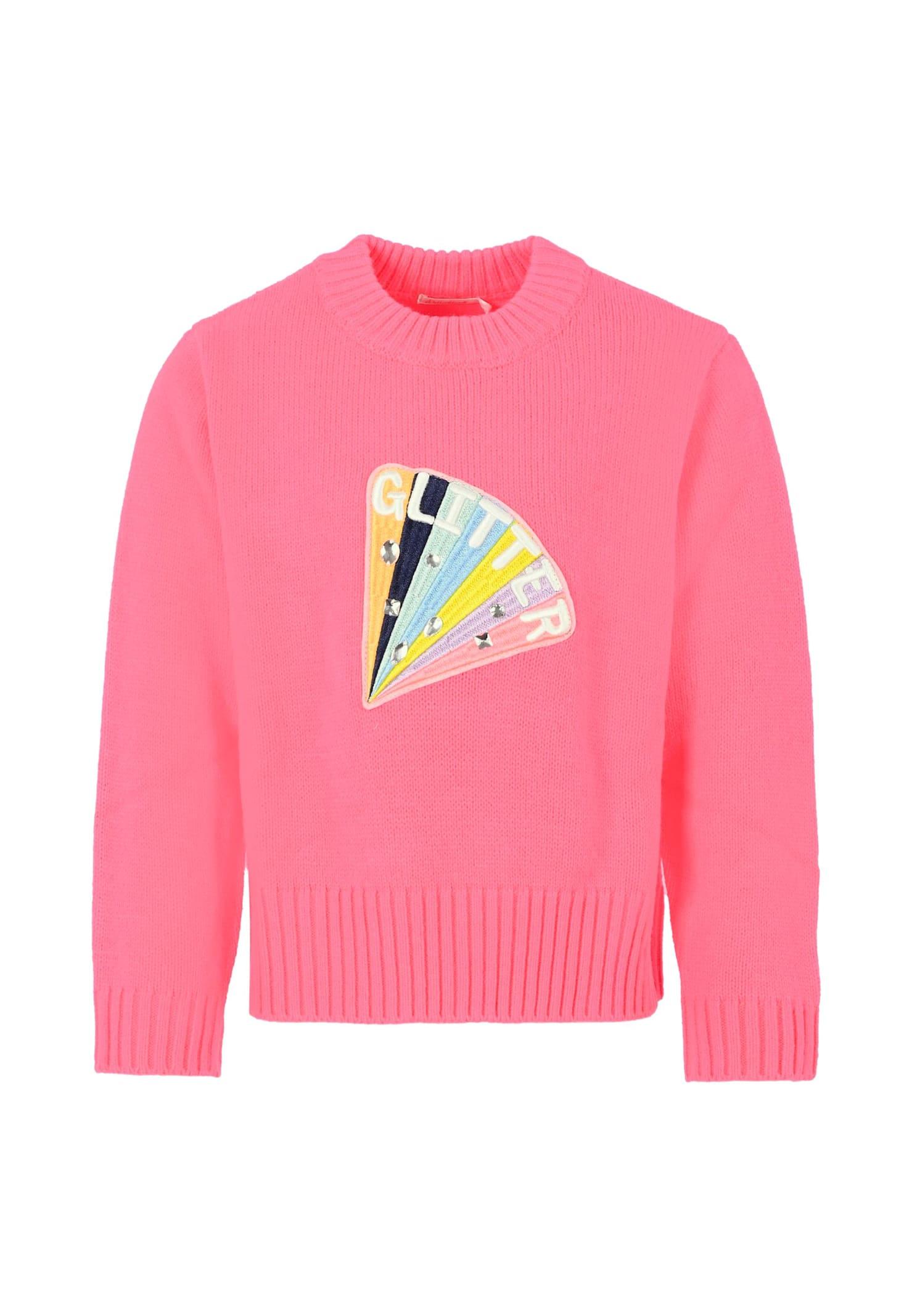 billieblush neon pink sweater for girl with embroidery