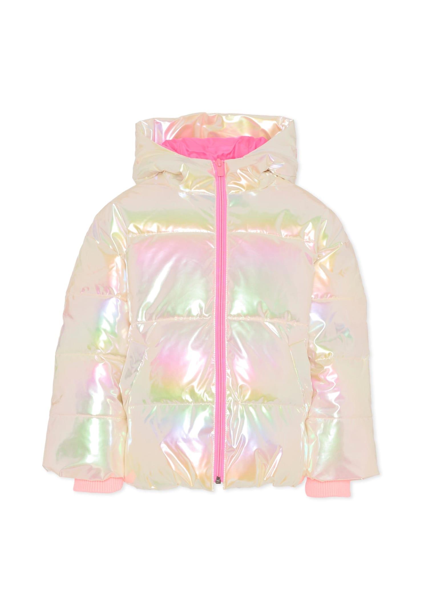 billieblush pink down jacket for girl with logo