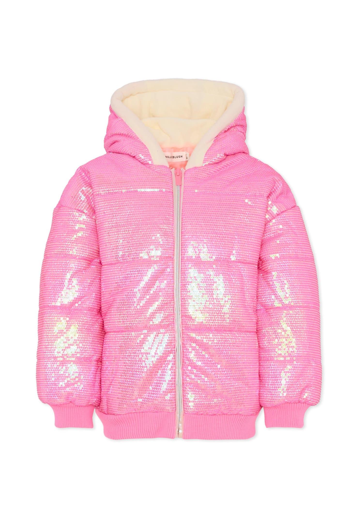 billieblush pink down jacket for girl with sequins