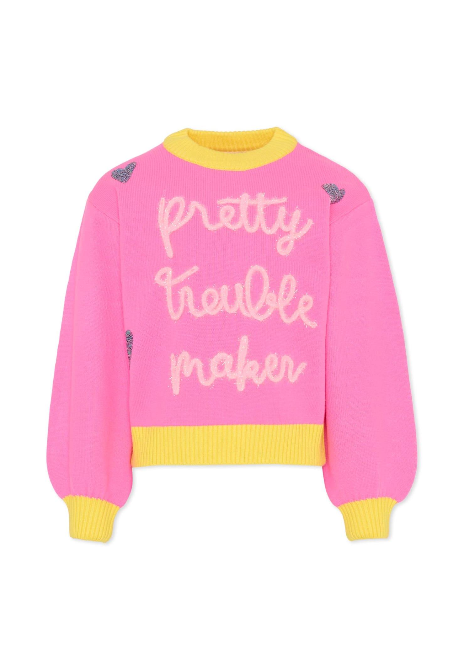 billieblush pink sweater for girl with hearts