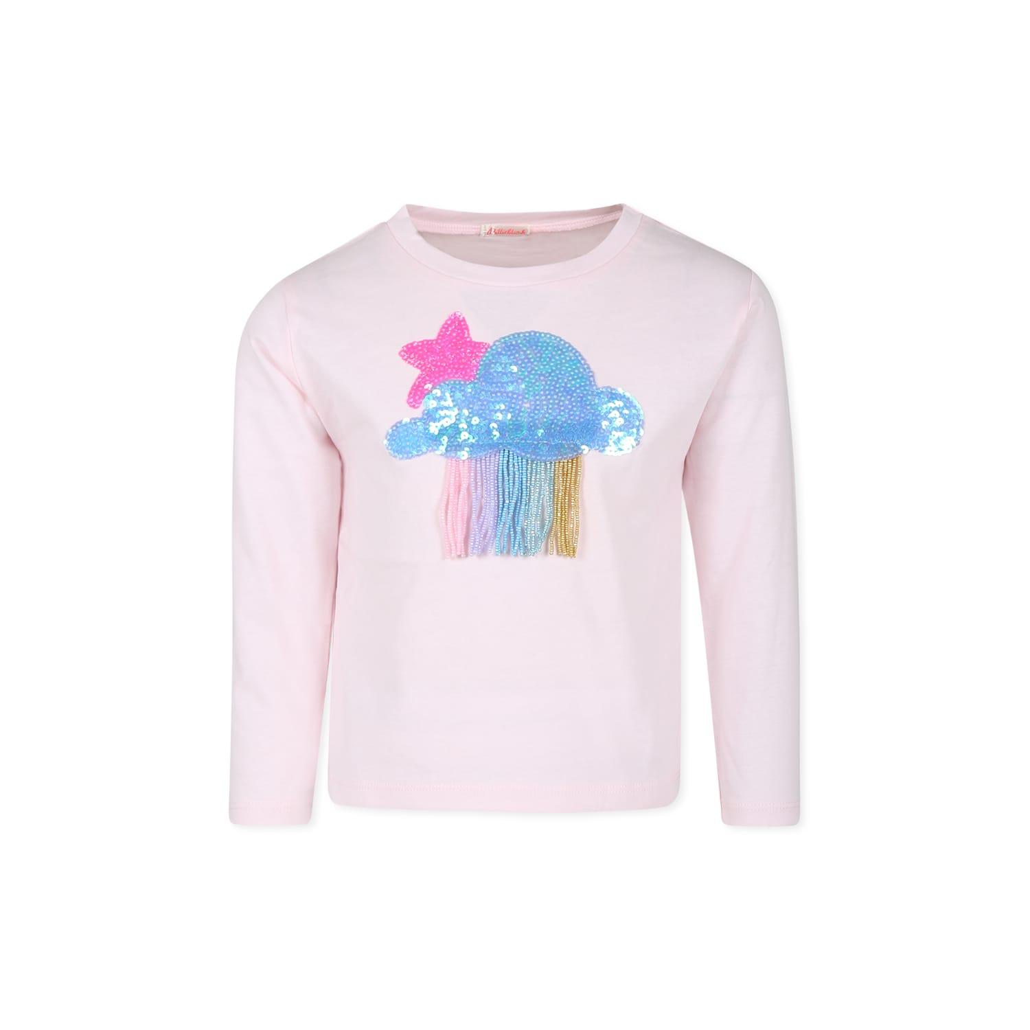 billieblush pink t-shirt for girl with cluods