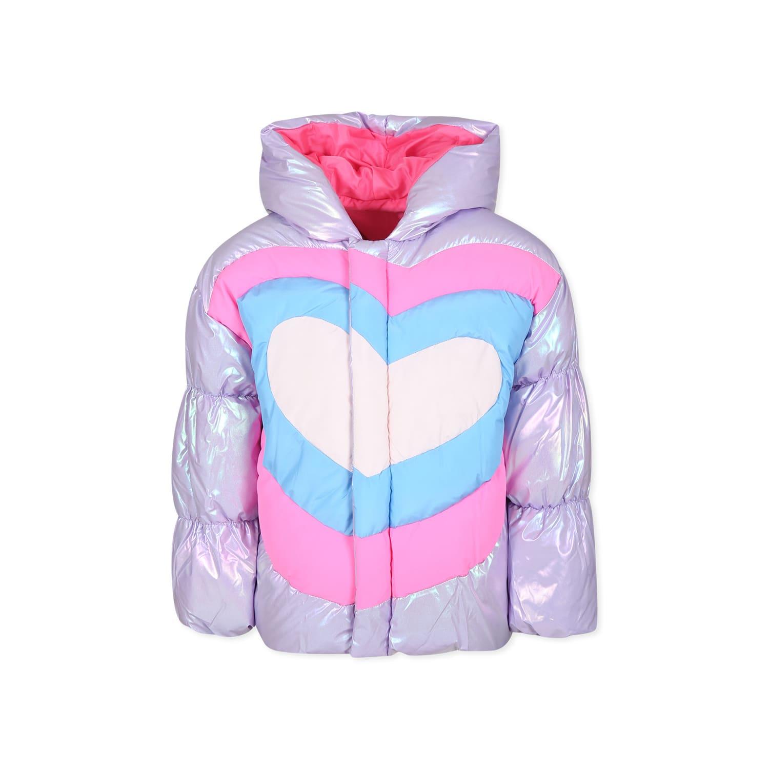 billieblush purple down jacket for girl with heart