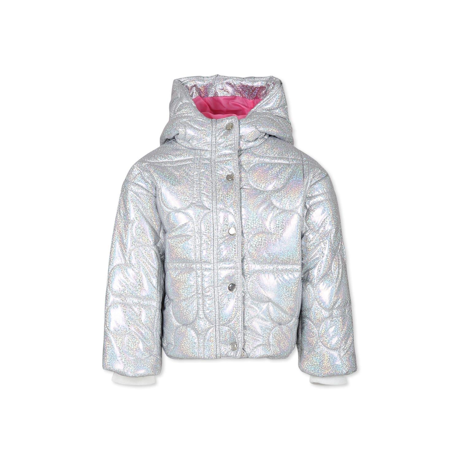 billieblush silver down jacket for girl with logo