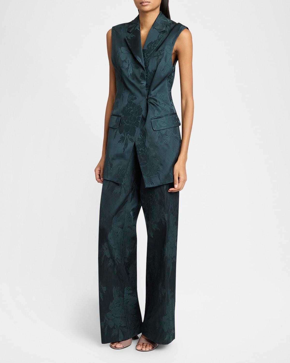 bimbi metallic floral jacquard tailored vest