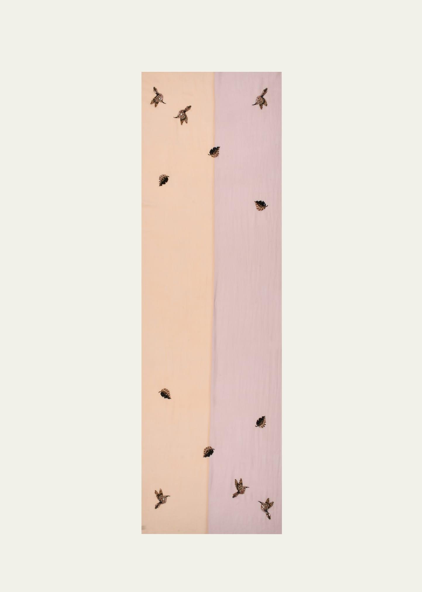 bird sequined merino wool scarf