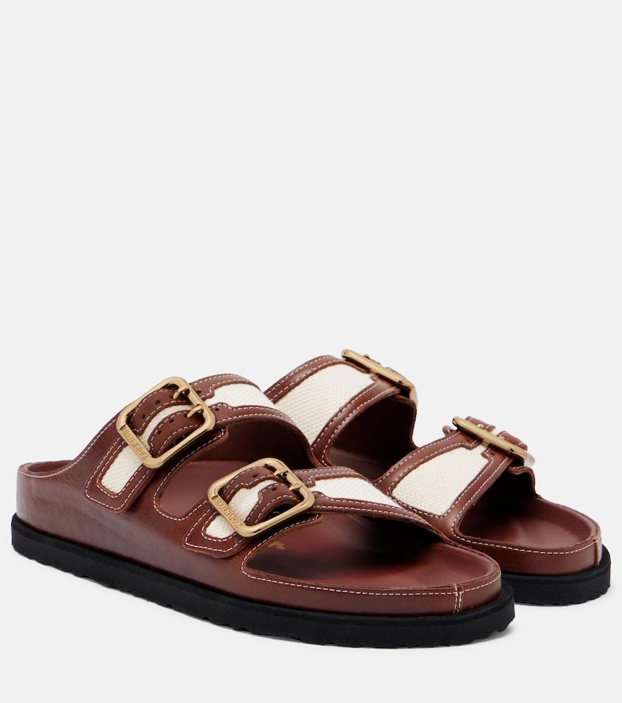 birkenstock 1774 arizona leather and canvas sandals