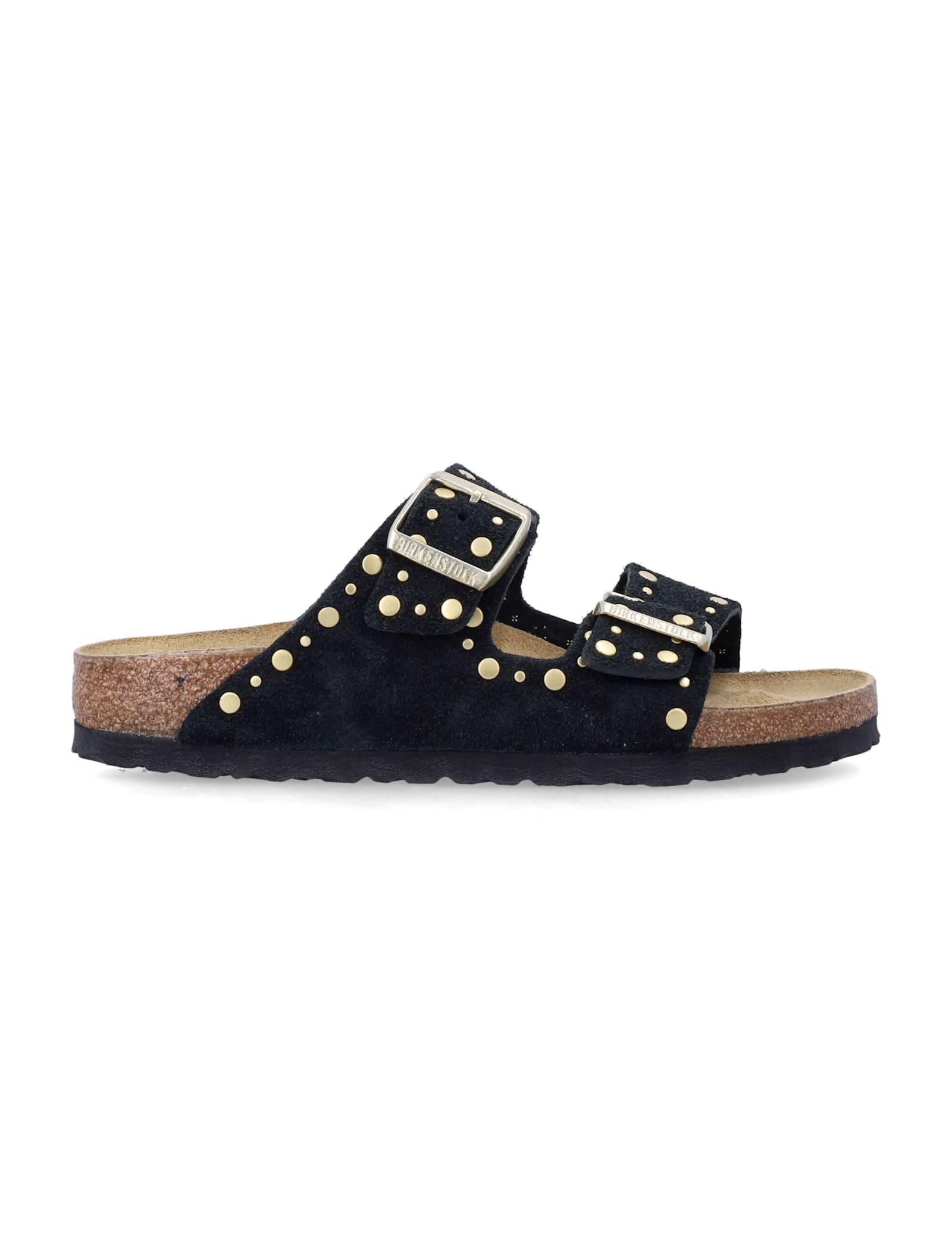 birkenstock arizona rivet black suede leather sandals