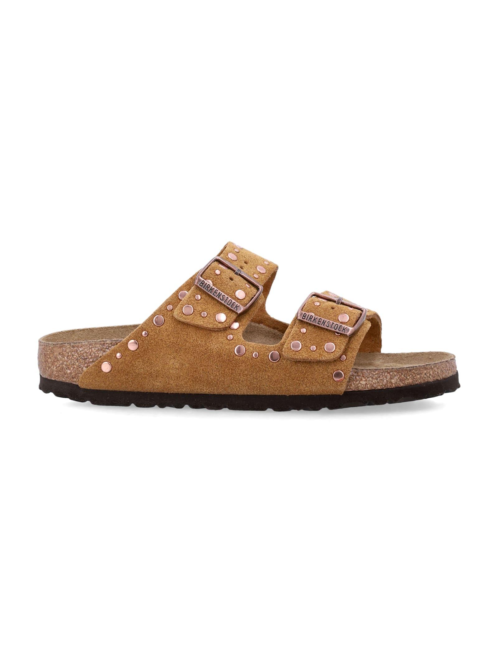 birkenstock arizona rivet mink suede sandal