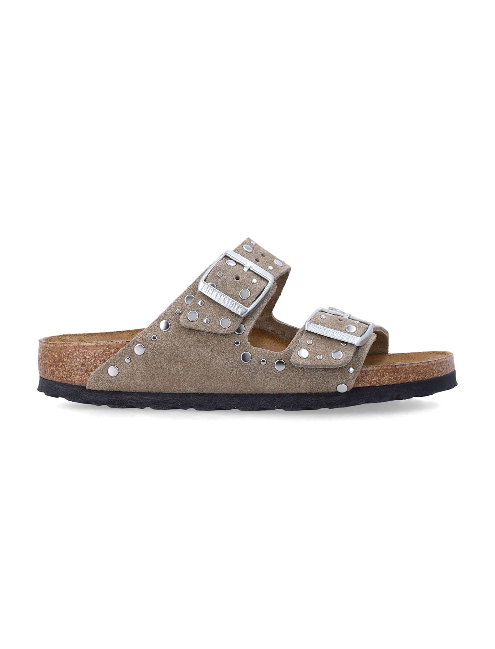 birkenstock arizona rivet taupe suede leather sandals