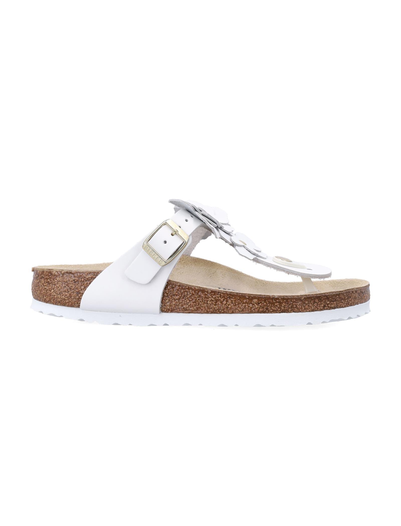 birkenstock birkestock gizeh white leather flower sandals