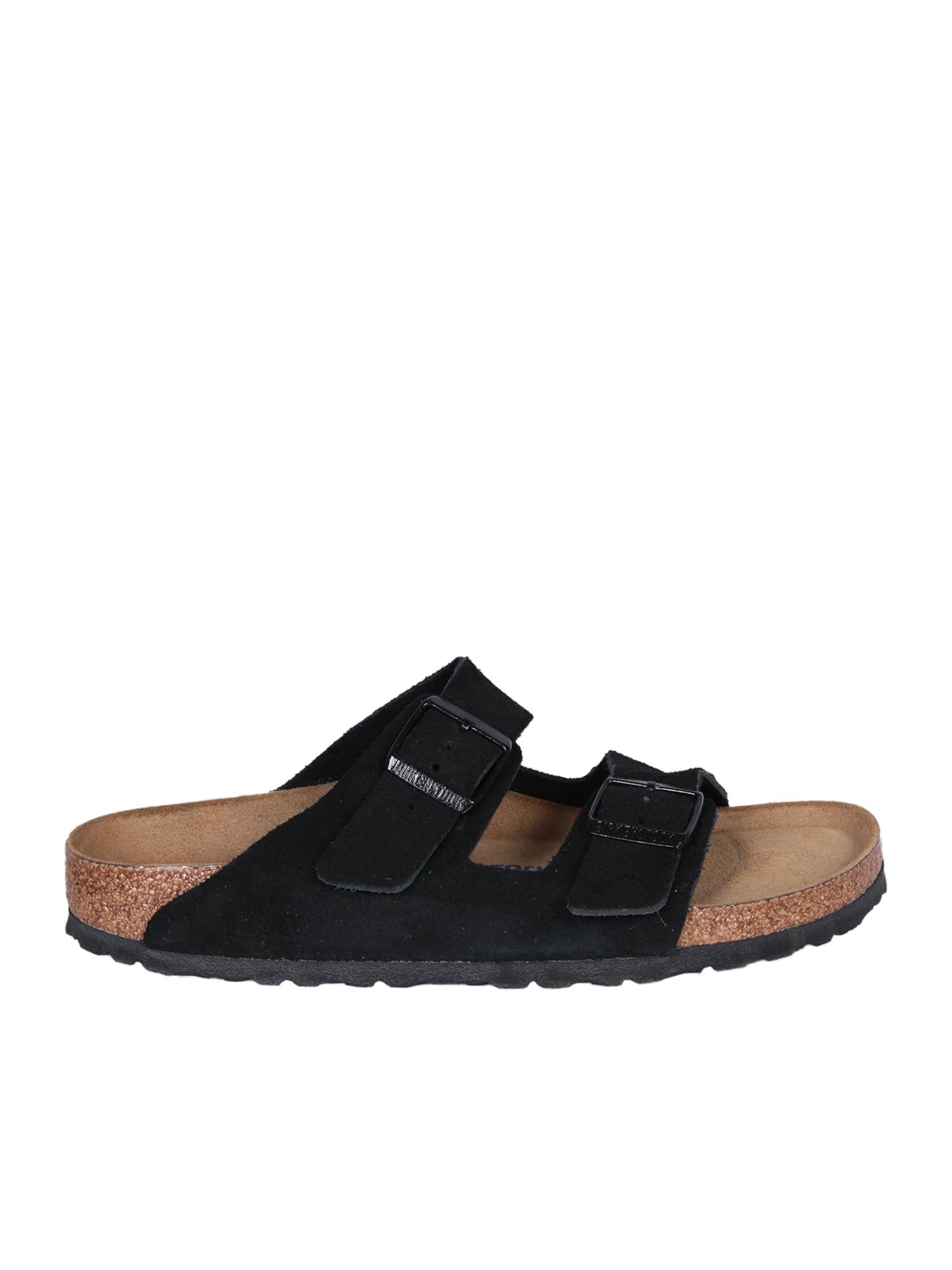 birkenstock black suede arizona slippers