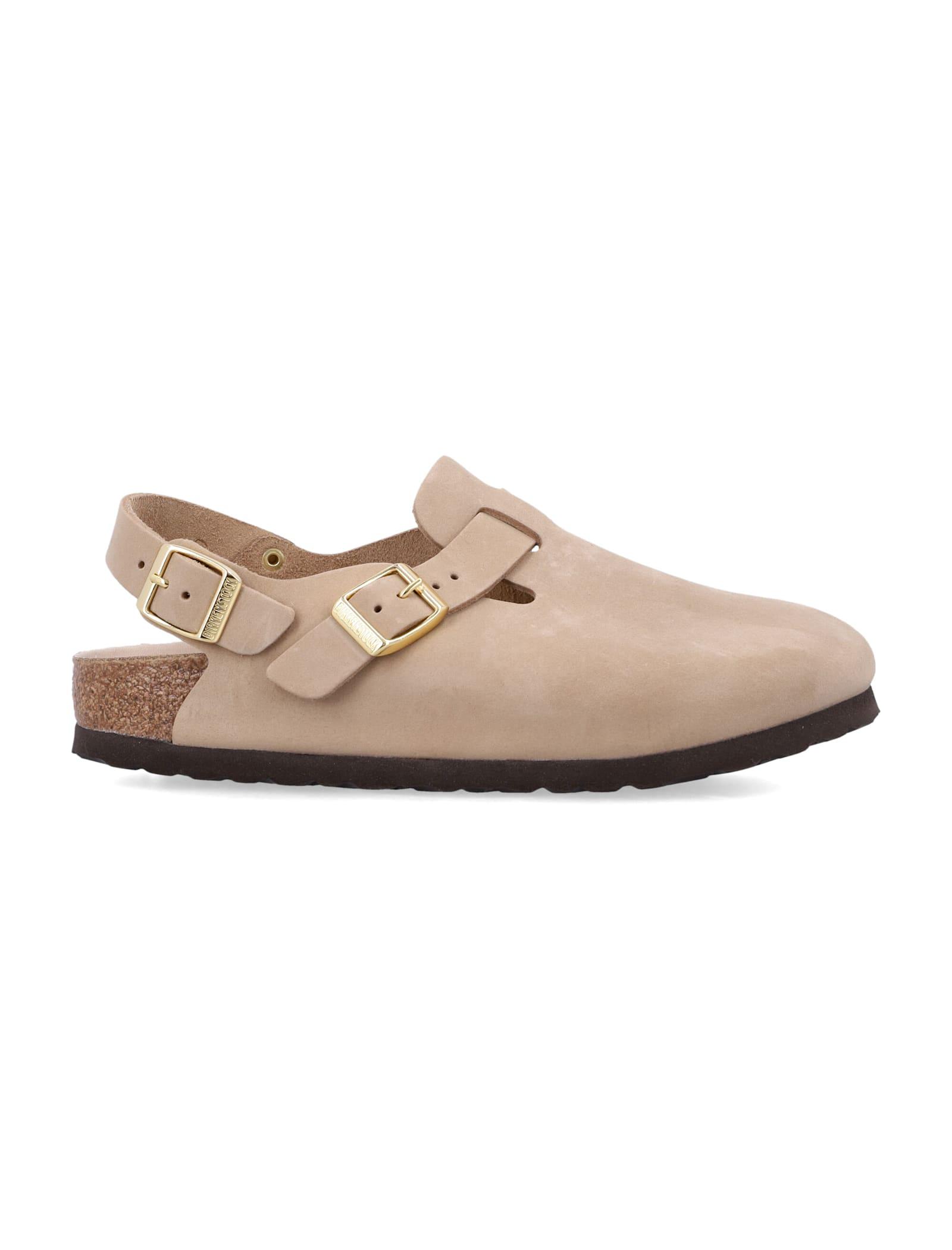 birkenstock tokio nubuk in sandcastle leather clog