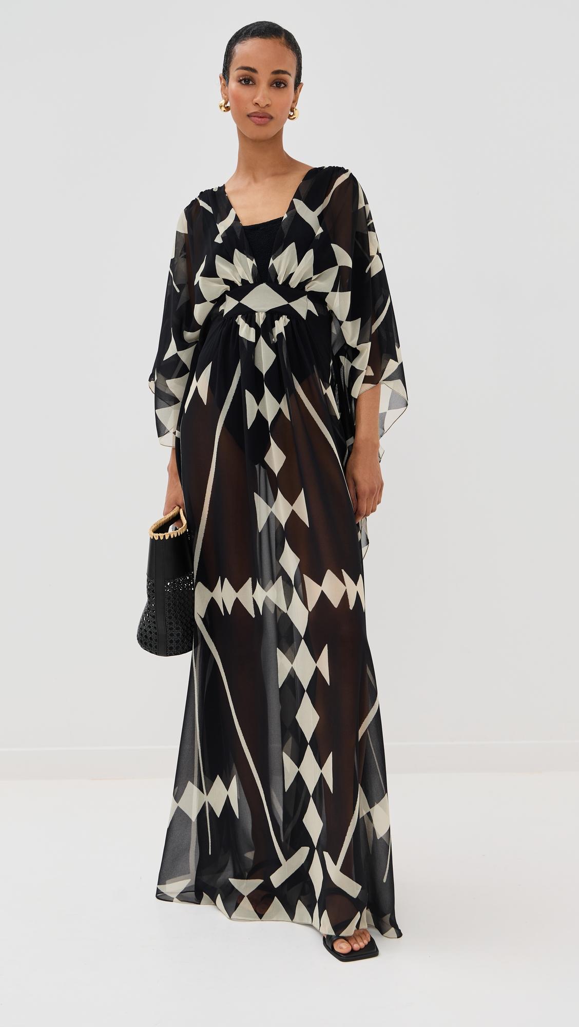black/ecru secret garden maxi dress