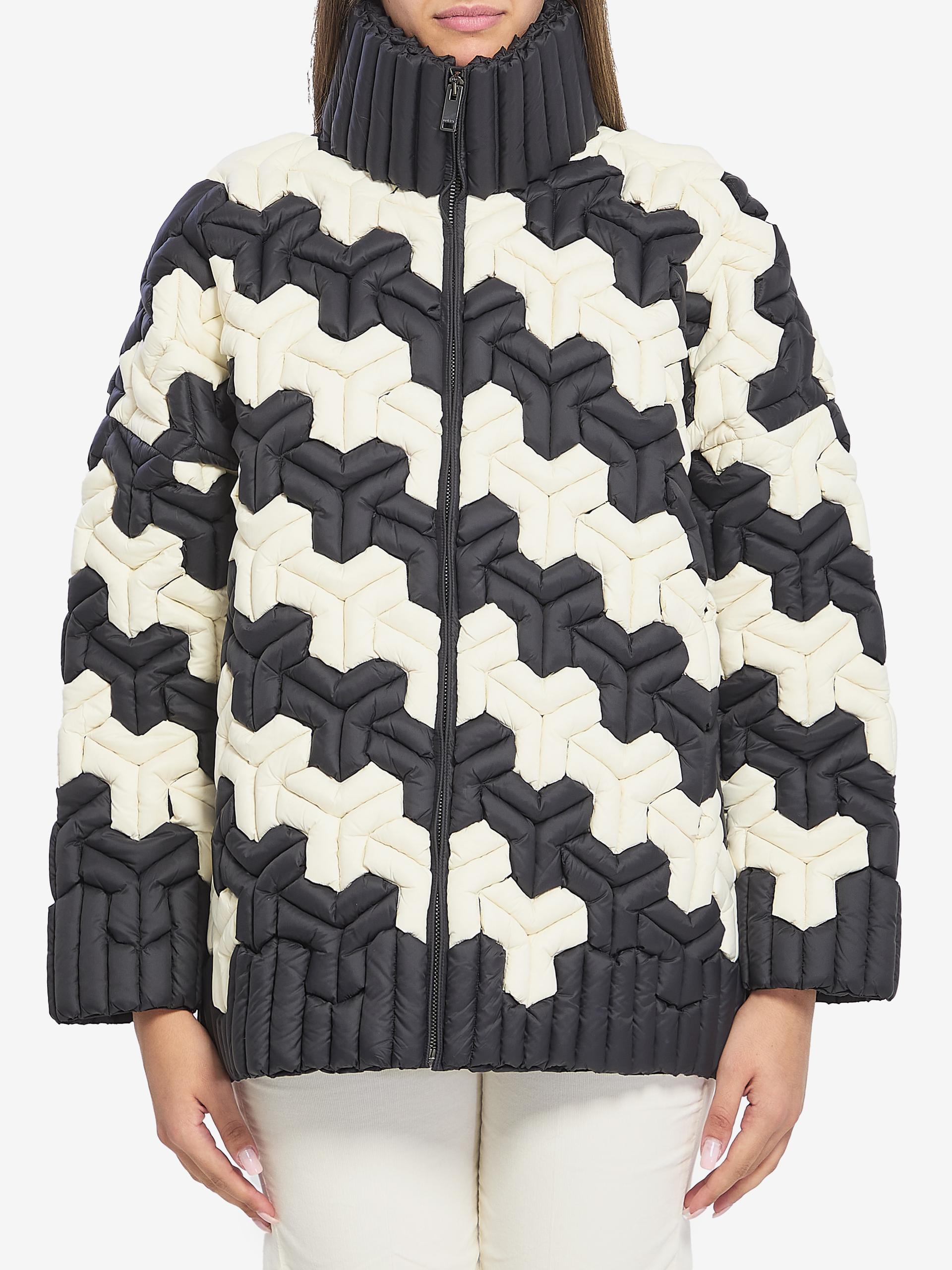 black and white puffer jacket