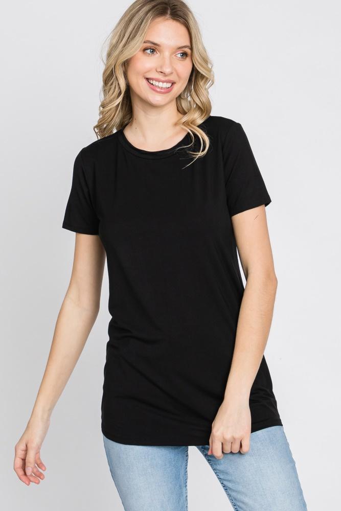 black basic short sleeve top