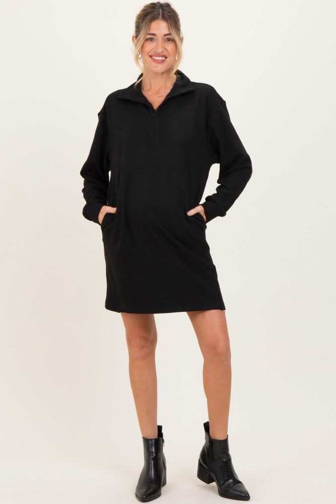 black brushed quarter zip jersey lounge maternity sweatshirt dress