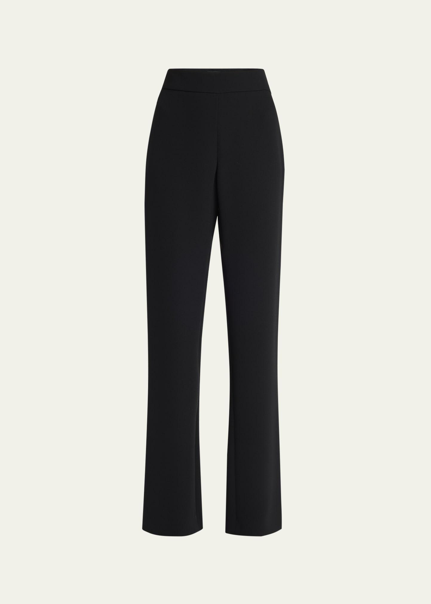 black cady straight-leg pants