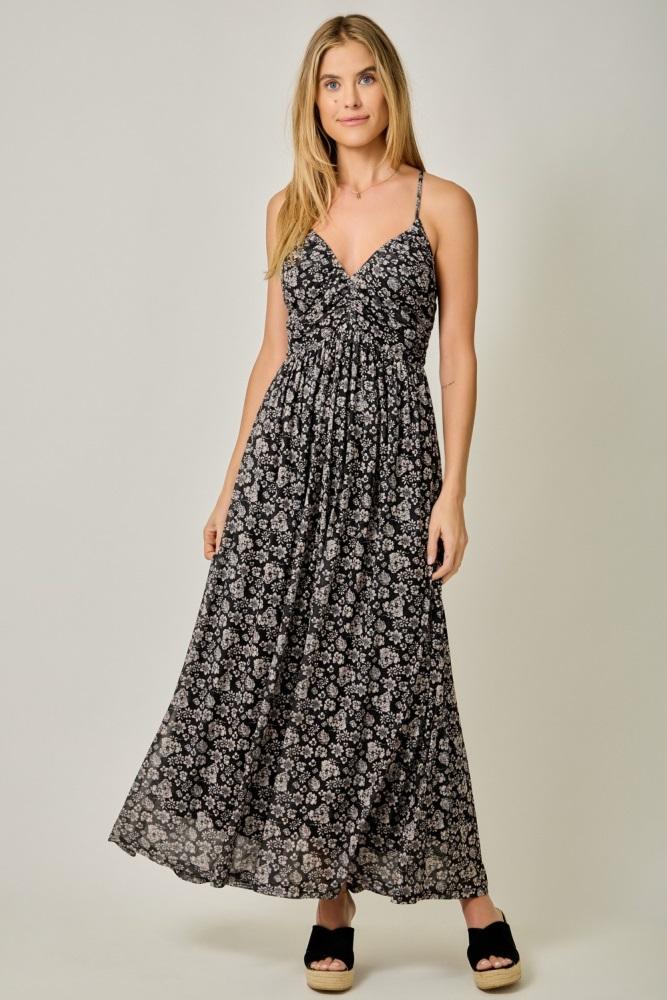 black criss-cross back mesh dress