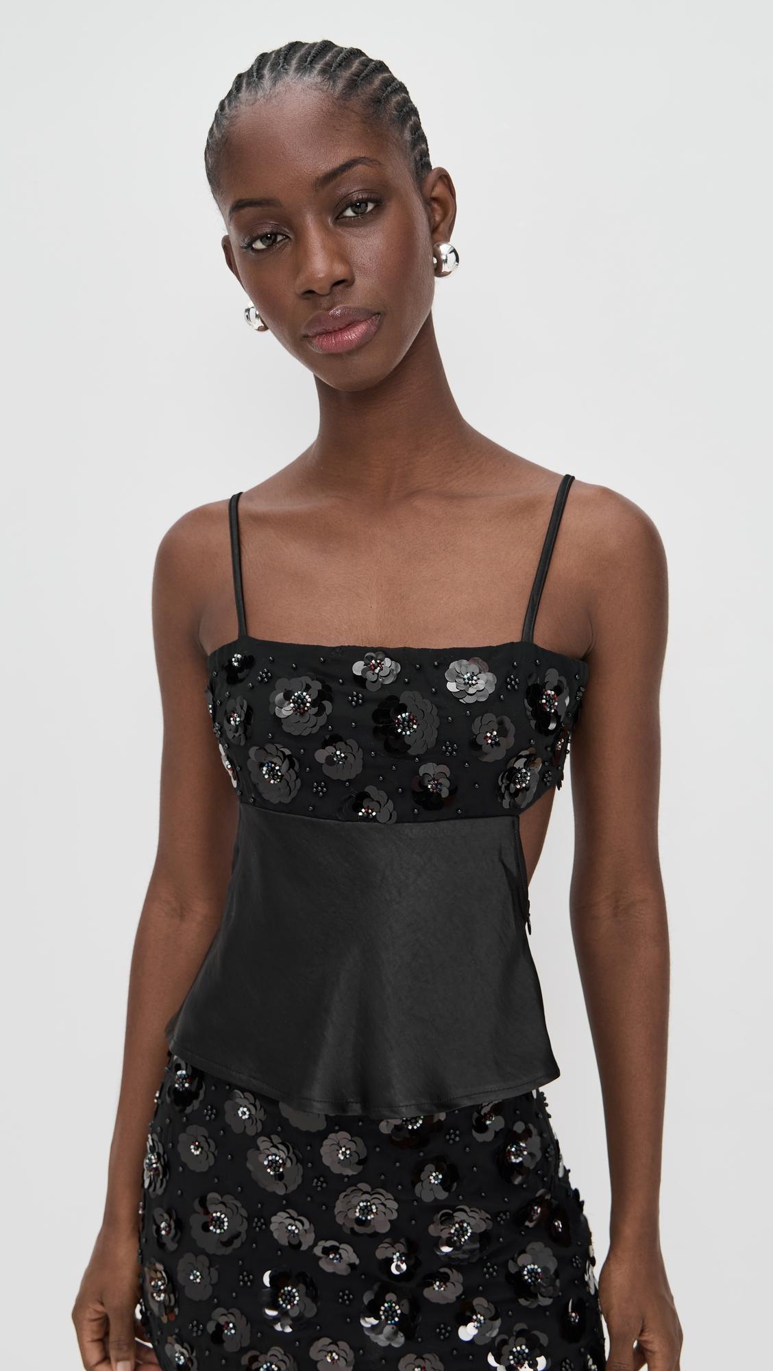 black embellished tank