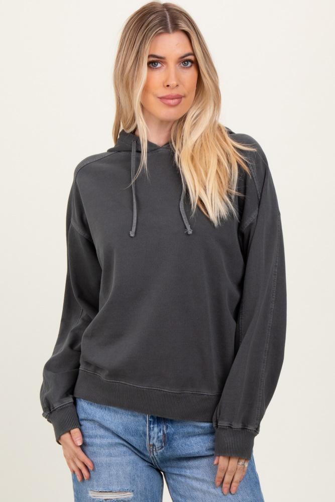 black french terry hooded sweatshirt