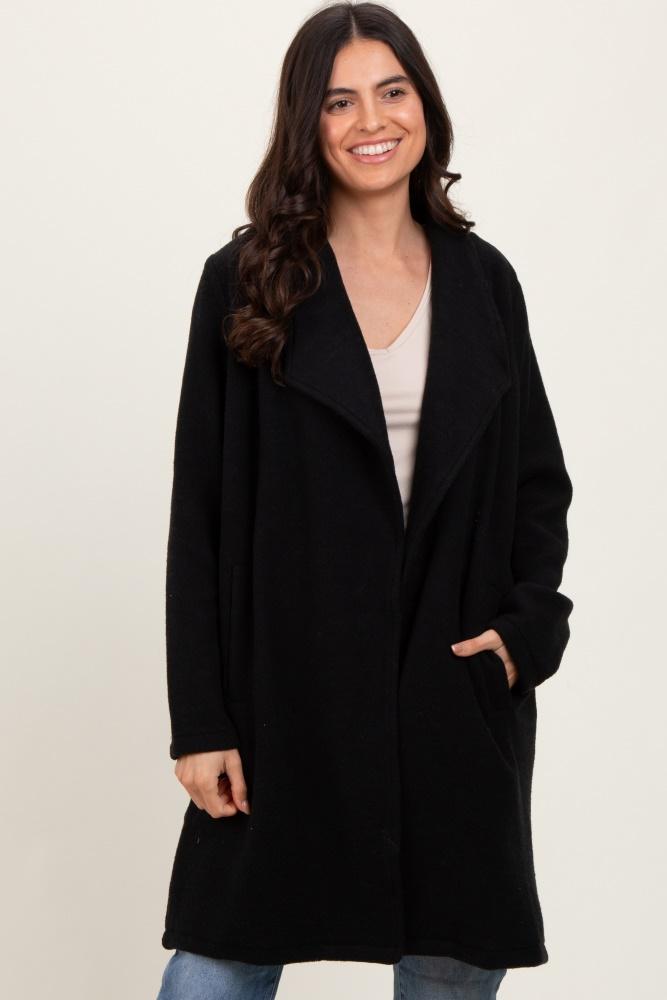 black knit relaxed fit coat jacket