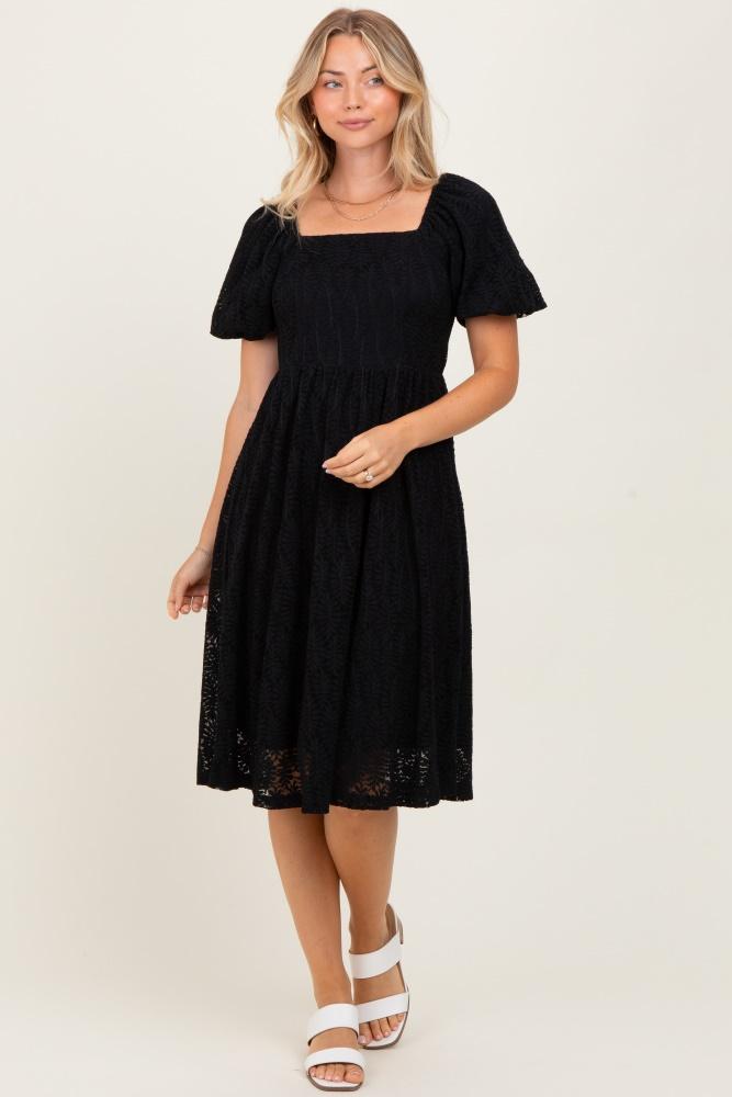 black lace square neck dress