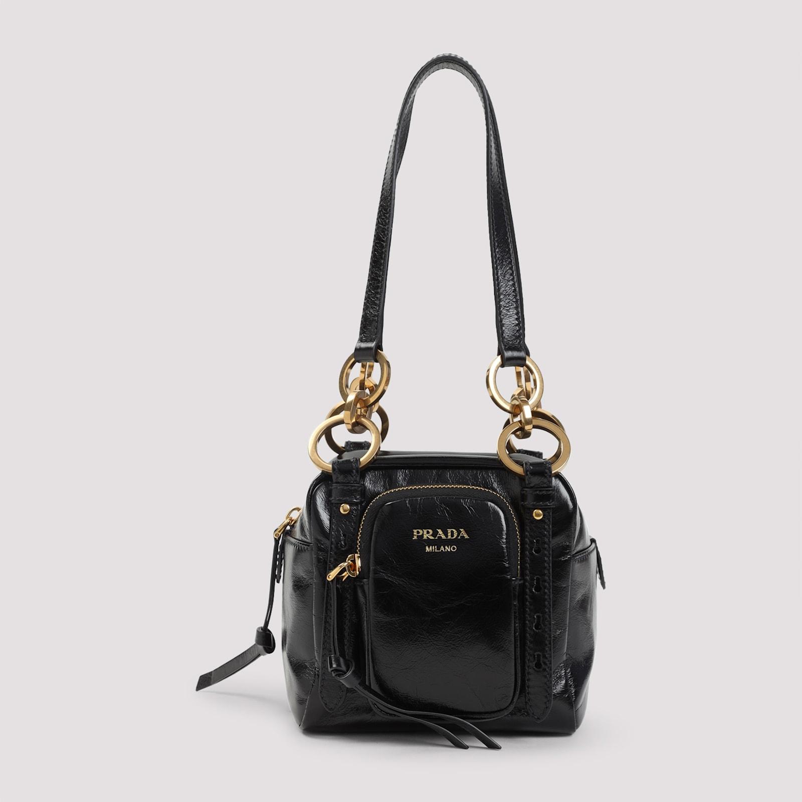 black mini prada dangle handbag