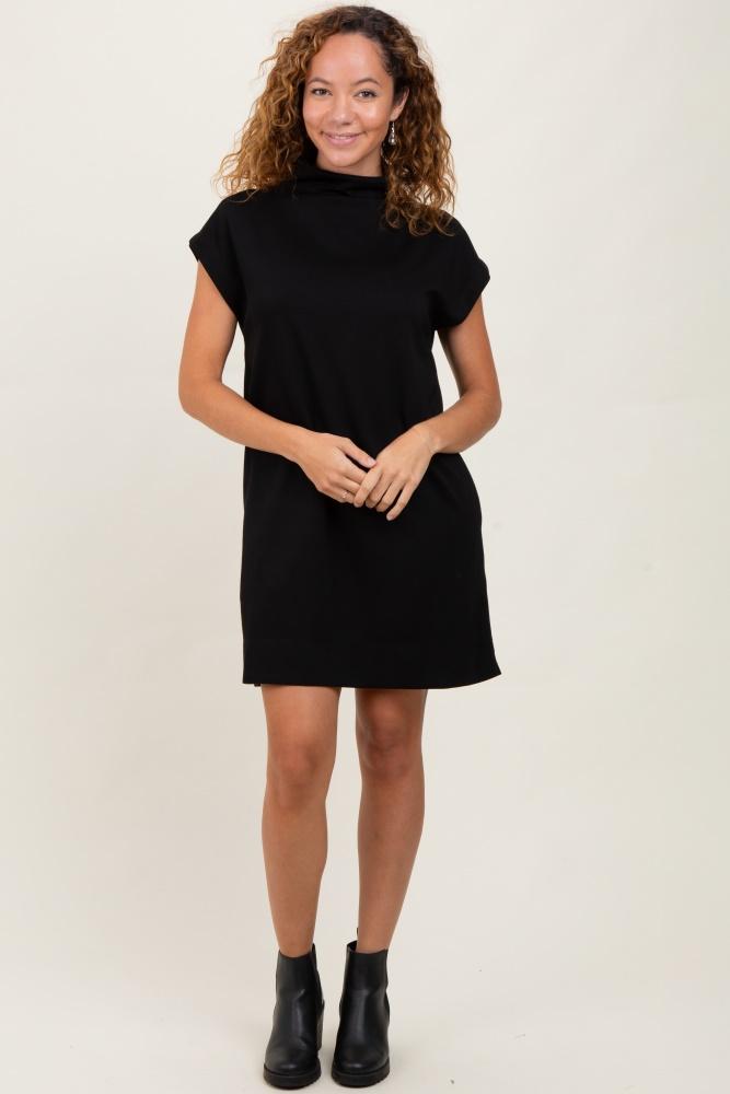 black mock neck mini dress