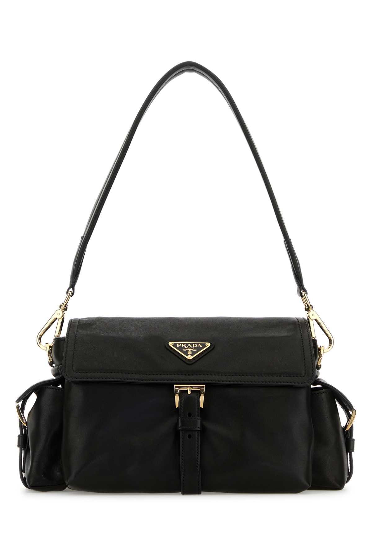 black nappa leather prada explore shoulder bag