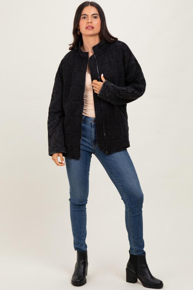 black quilted oversized jacket