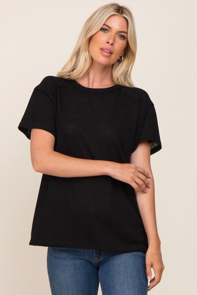 black raw hem tee