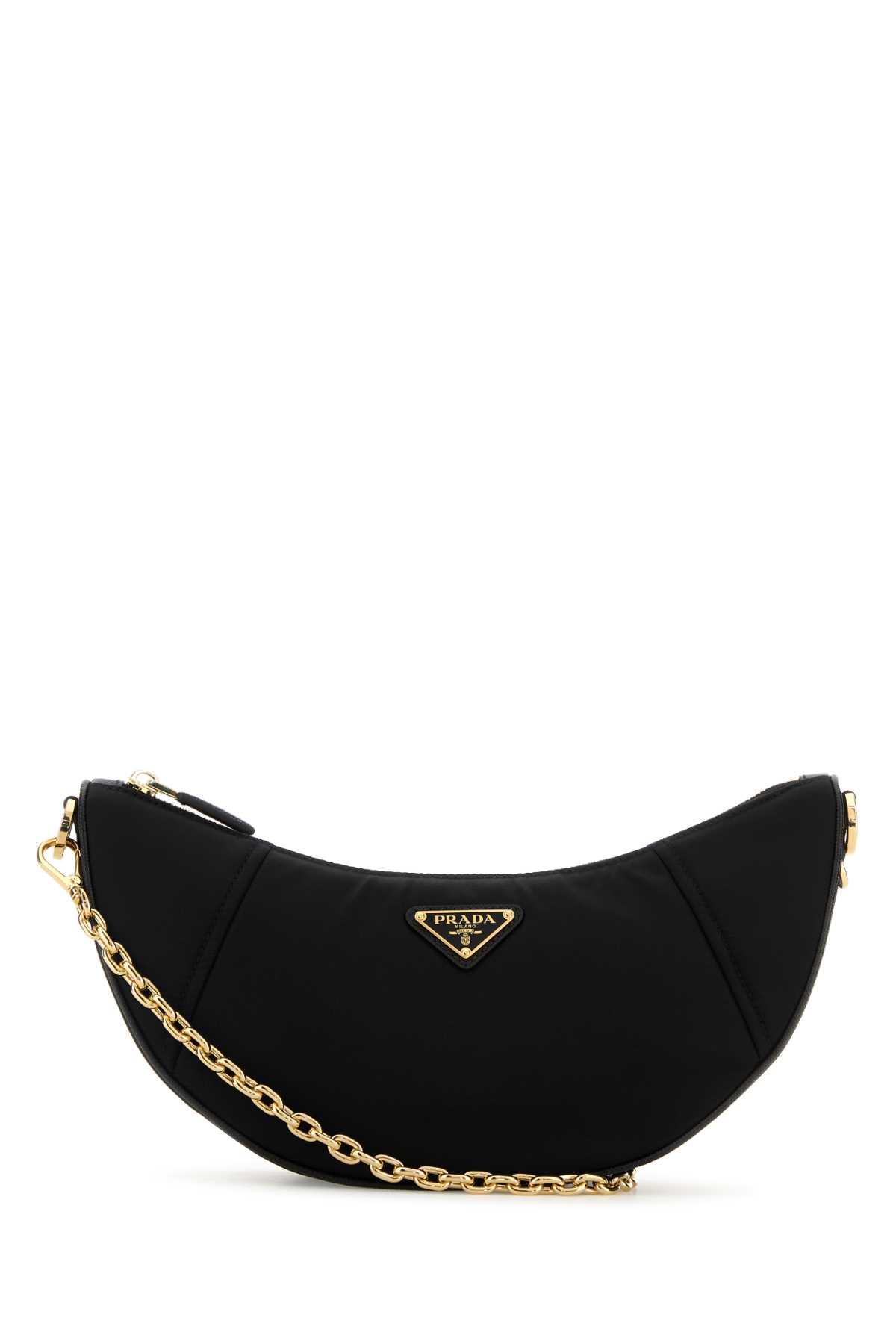 black re-nylon prada demi-lune shoulder bag