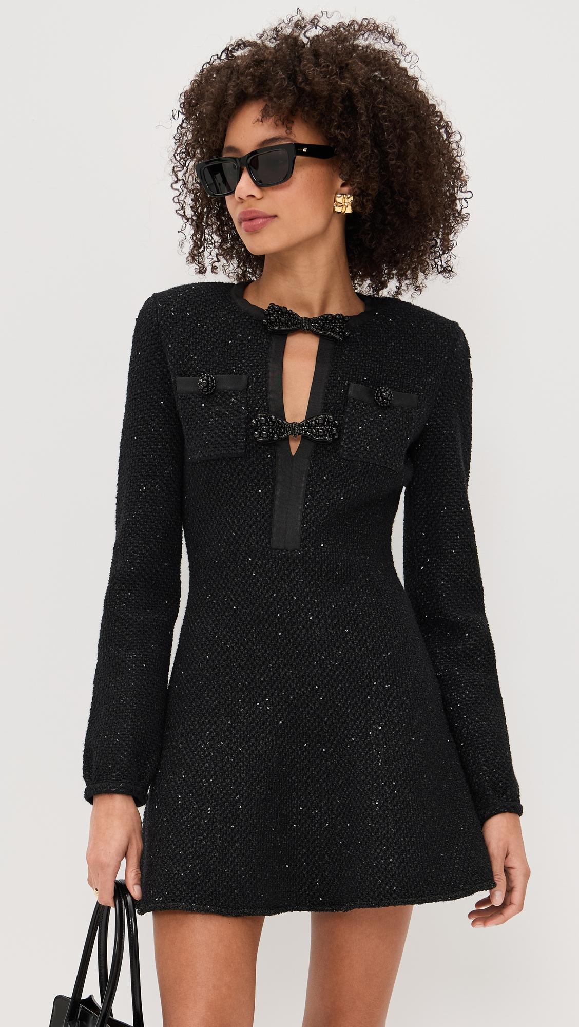 black sequin knit mini dress
