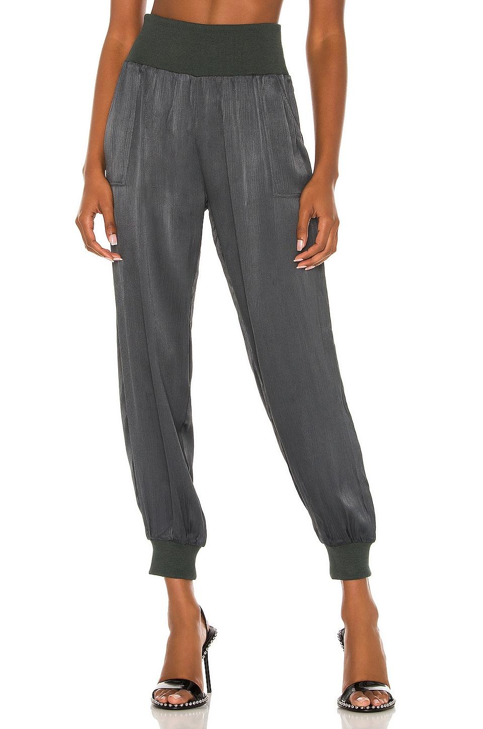 black sleek textured pant