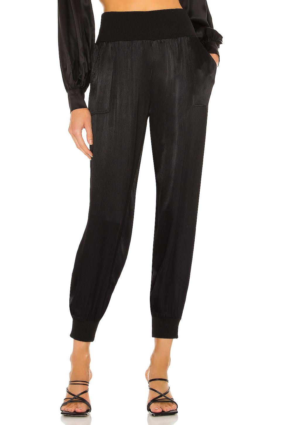 black sleek textured pant