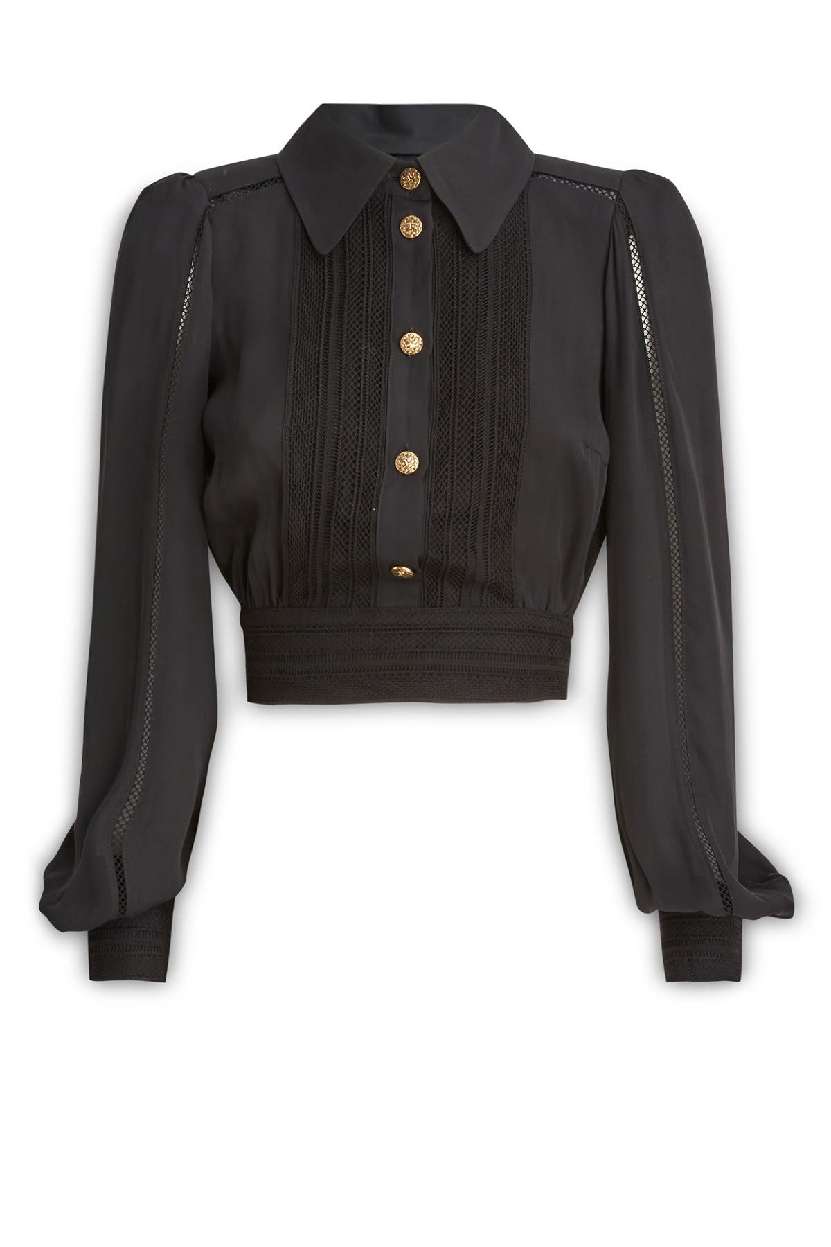 black stretch silk blouse