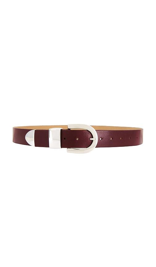 black suede studio mena belt in burgundy.
