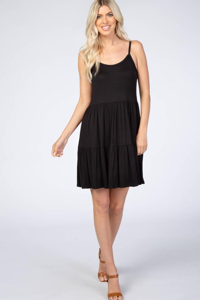 black tiered tank dress