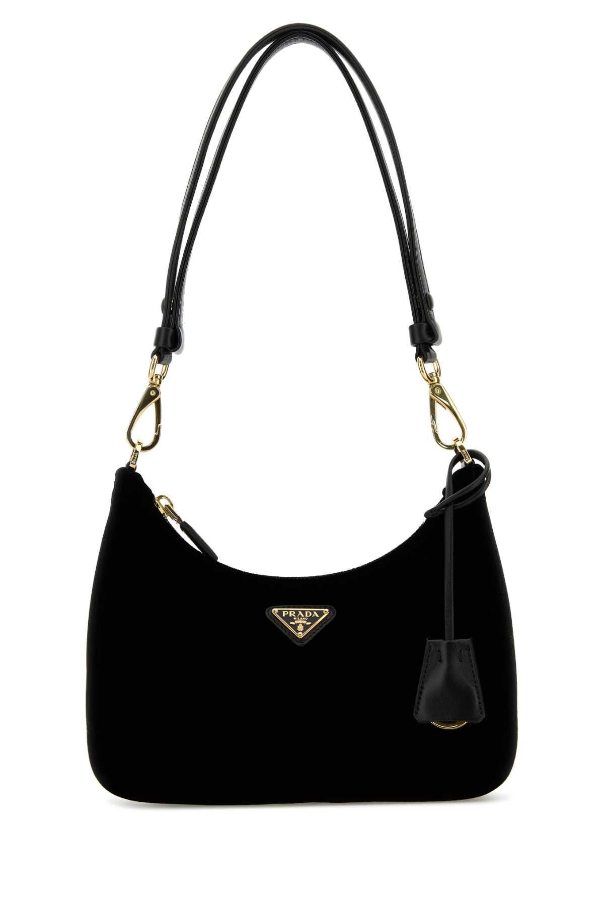 black velvet mini prada re-edition shoulder bag